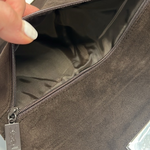 Yves Saint Laurent Dark Brown Suede Clutch - Picture 7 of 10